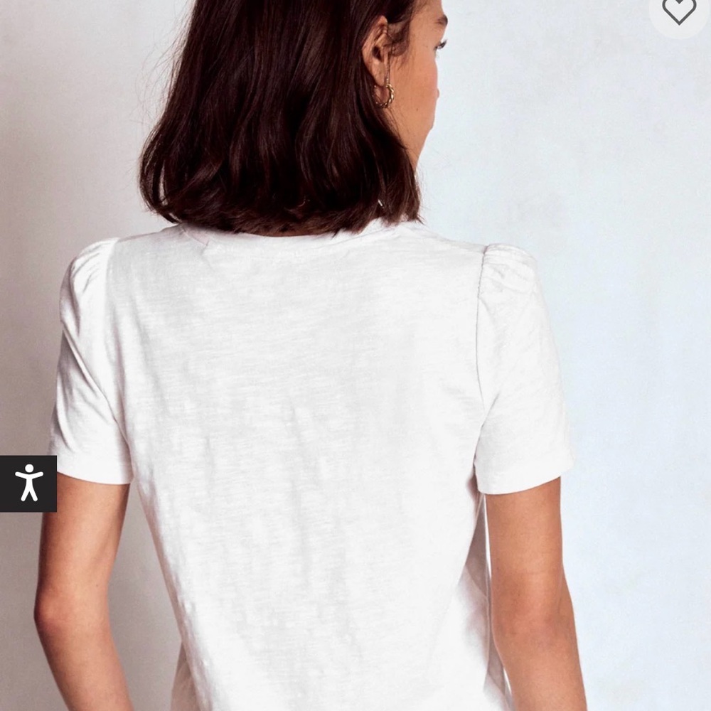 Boden Black and White Striped Puff Sleeve Tee - Picture 5 of 5
